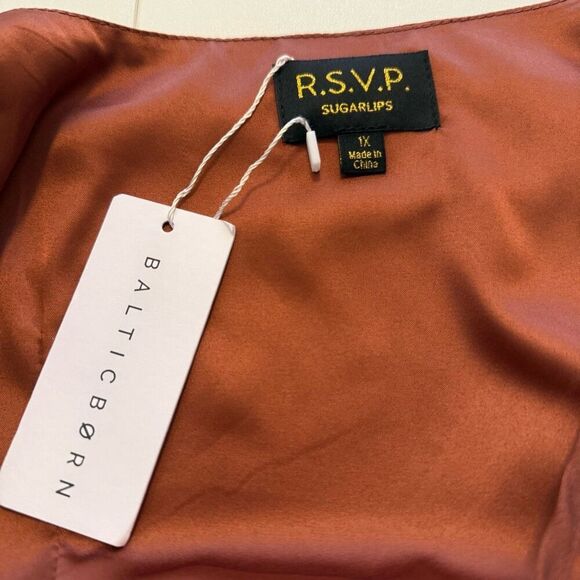 Sugar Lips Baltic Born Copper Brown Charisma Drape Neck Maxi Dress Sz 1X NWT - Picture 5 of 15